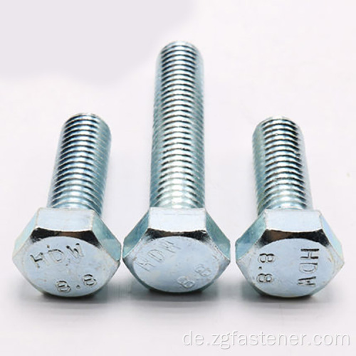 8,8 Grade Blue White Zink Sechseagon Flat Bolts Din933